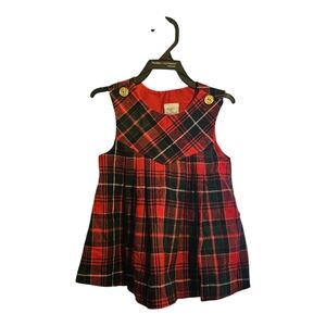 Vintage Design By Good Lad Red Blue Green Plaid Jumper Dress Girls Size 3T USA